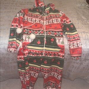 Boohoo Red and Green Hooded Onesie